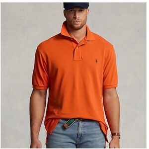 Polo Ralph Lauren Mens Orange Short Sleeve Pique Cotton Polo Shirt Large